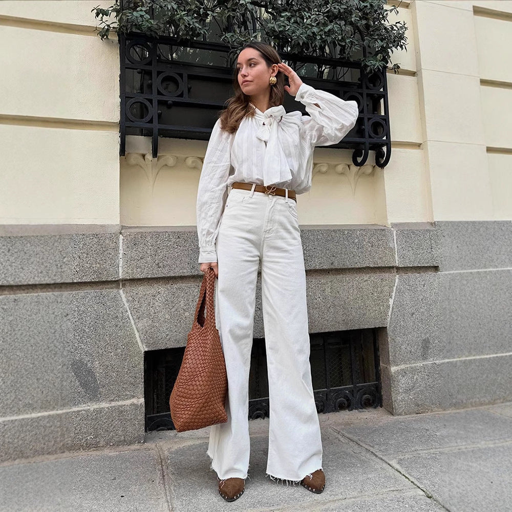 Blouse élégante pour femmes avec détail en nœud et design rayé Chic und Stil