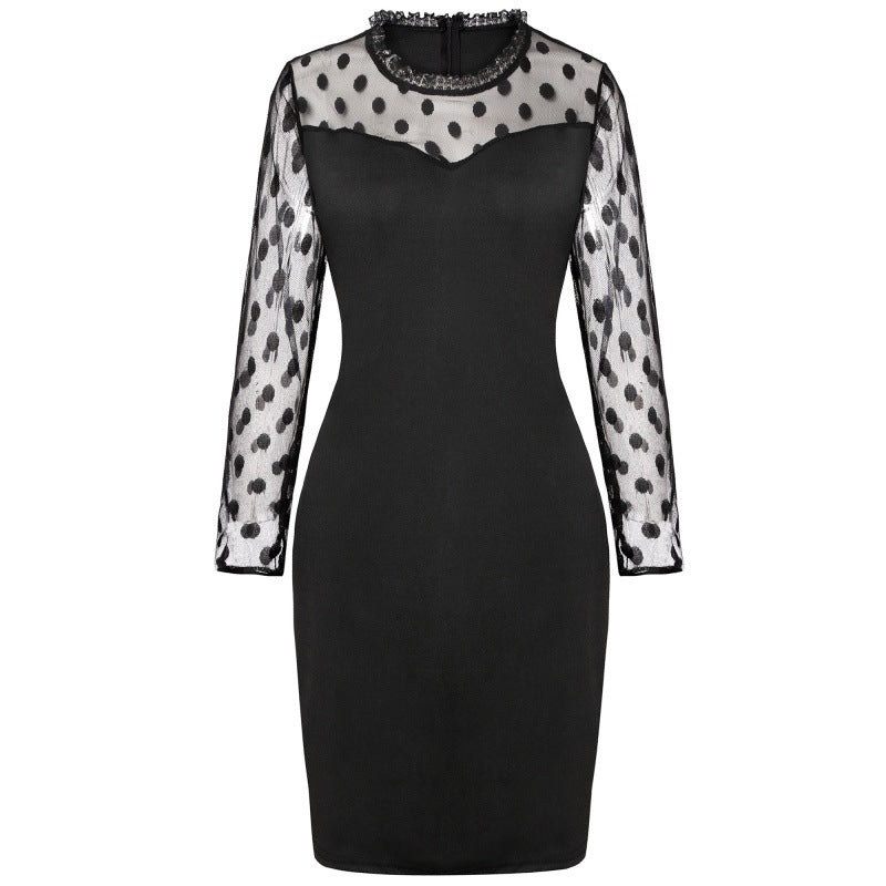 Robe mini à manches transparentes à pois Chic und Stil
