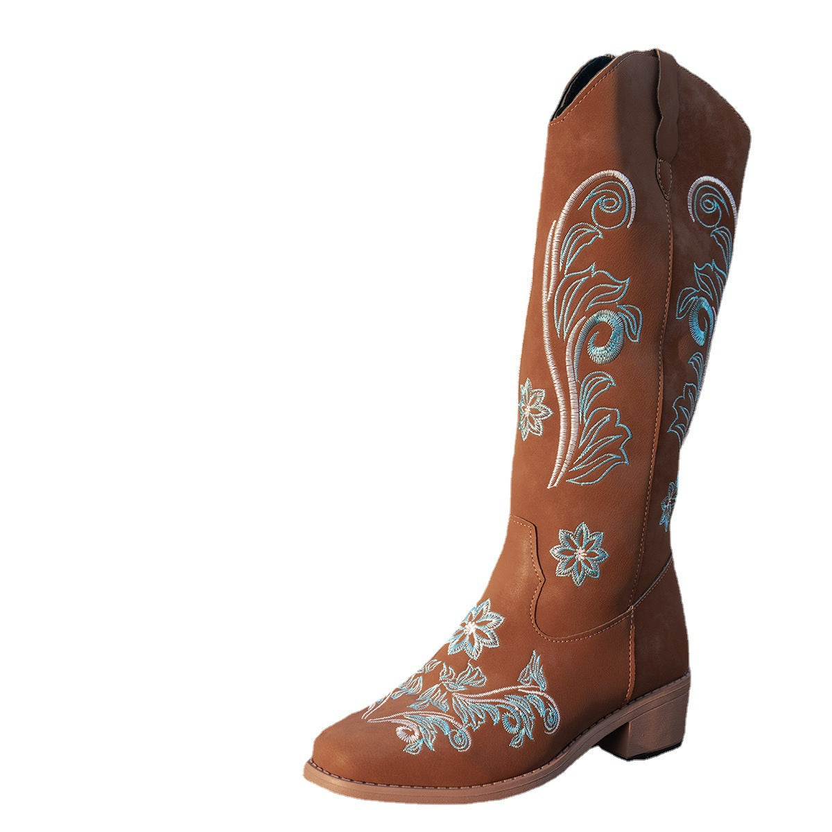 Bottes de cowboy pour femmes avec des détails floraux faits à la main et un talon bloc confortable Chic und Stil