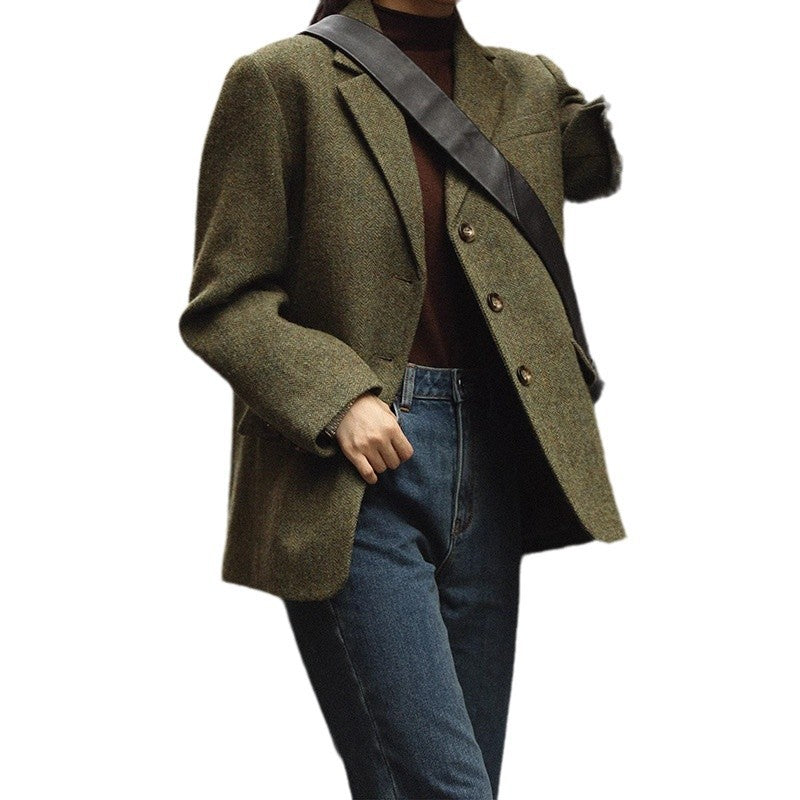 Blazer Herringbone Ajusté pour Femmes Chic und Stil