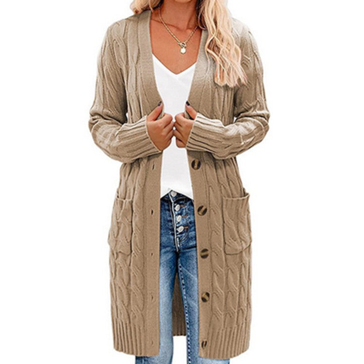Cardigan en grosse maille pour femmes avec motif de tresses décoratif et poches pratiques Chic und Stil