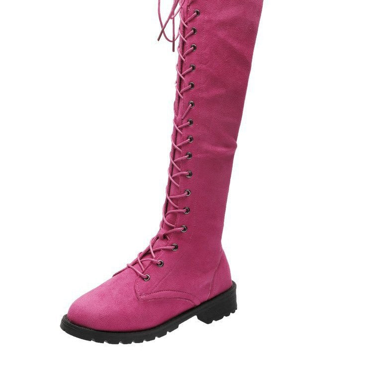 Bottes au-dessus du genou pour femmes avec laçage à la mode et semelle antidérapante Chic und Stil