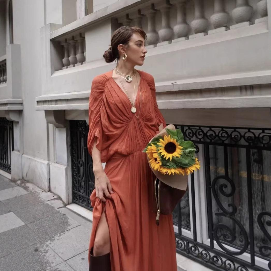Robe maxi femme avec silhouette fluide et élégante drapée Chic und Stil