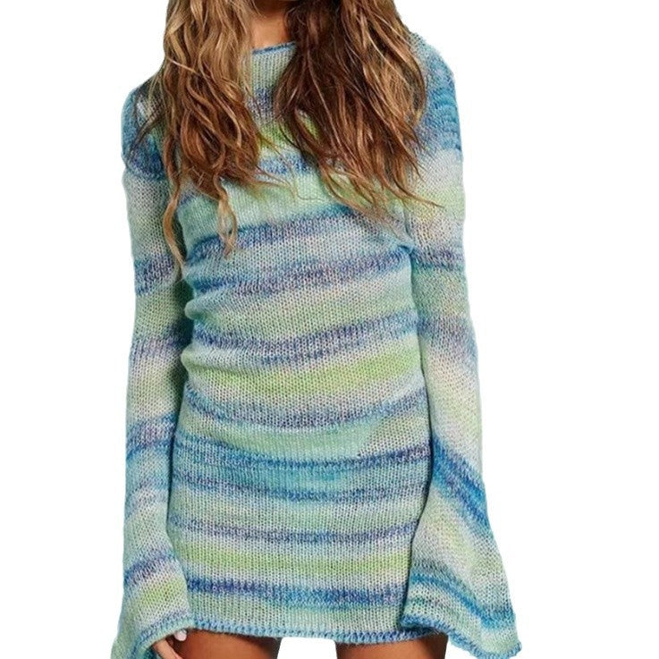 Robe pull femme à coupe ample et détails de volants modernes Chic und Stil