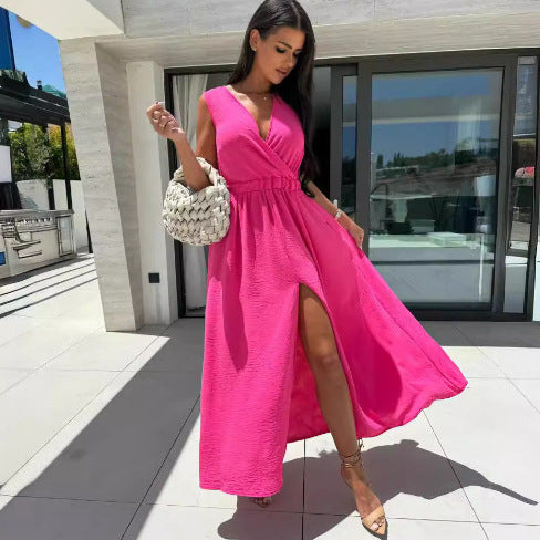 Robe maxi élégante pour femmes avec fente avant Chic und Stil