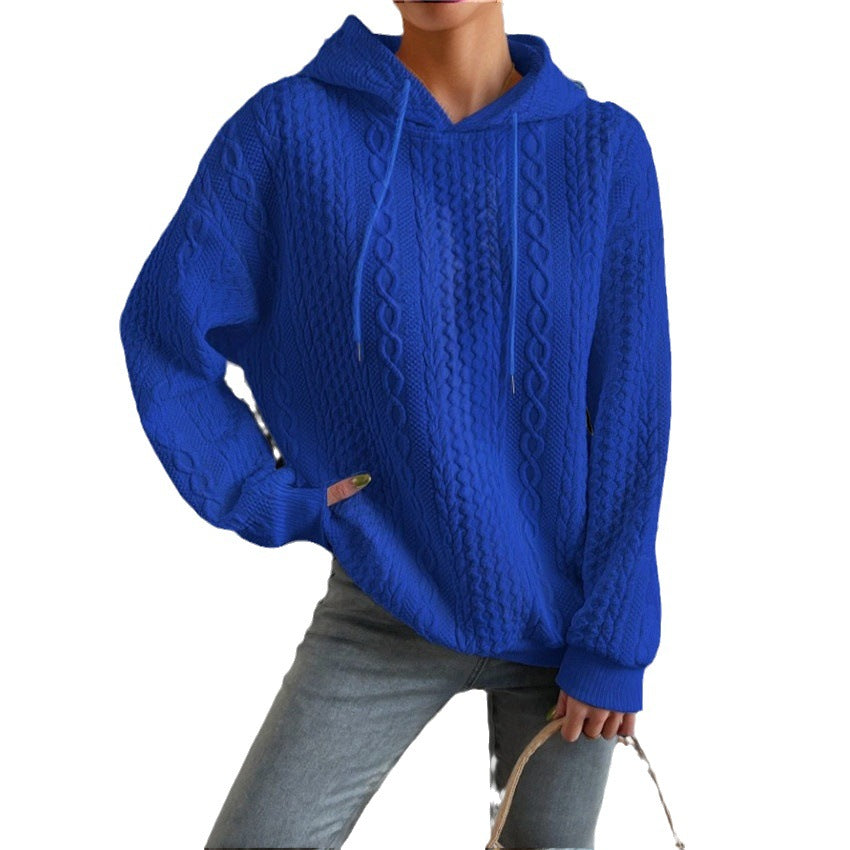 Pull en tricot de haute qualité pour femmes avec capuche et motif en torsade décoratif Chic und Stil