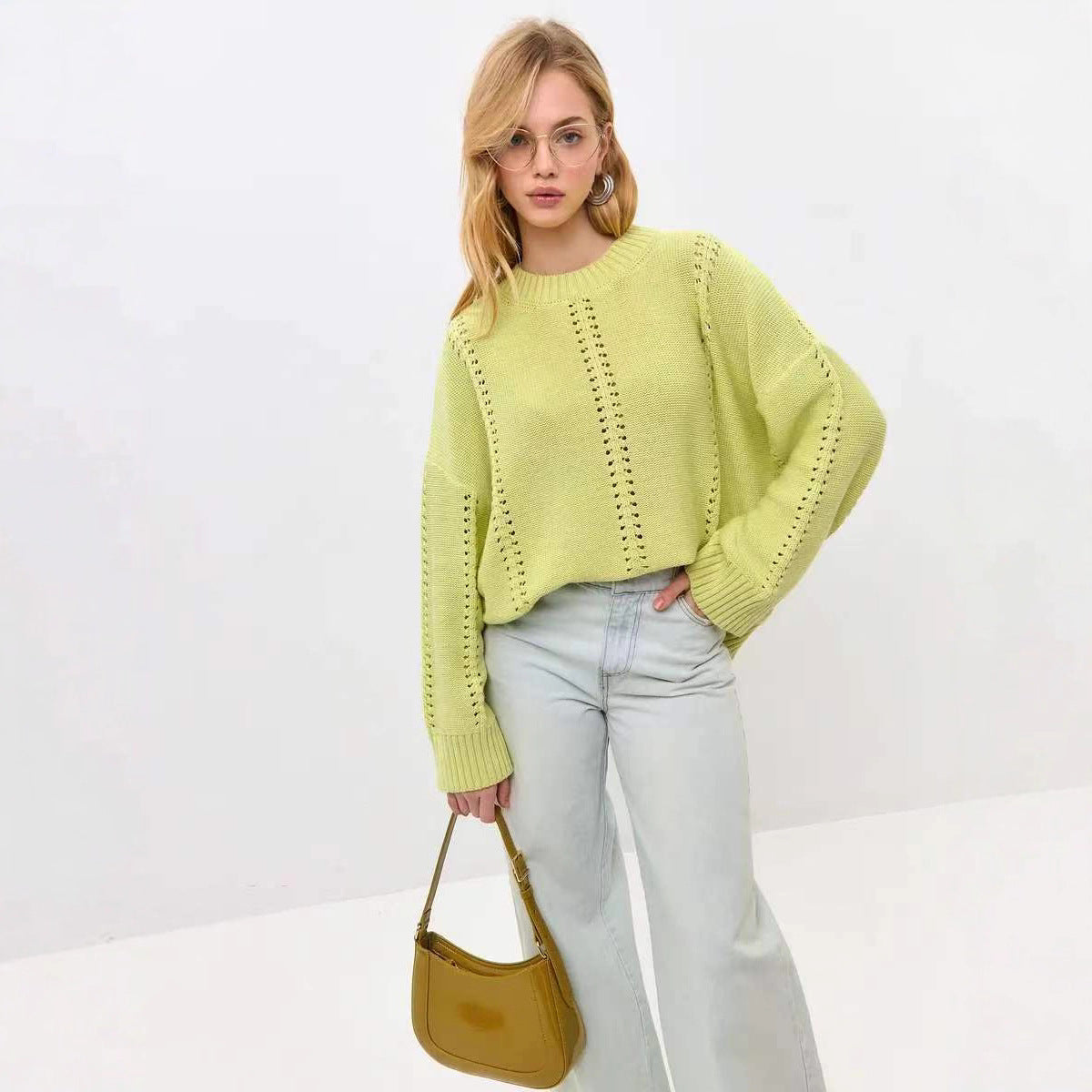 Pull en maille épaisse pour femmes avec une structure élégante et une coupe ample Chic und Stil