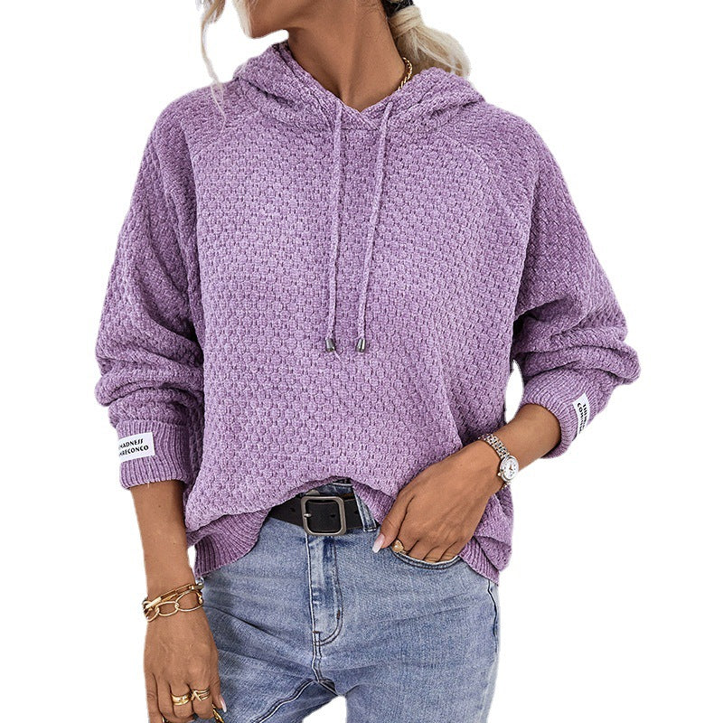 Sweat à capuche pour femmes en tricot texturé avec cordon de serrage Chic und Stil