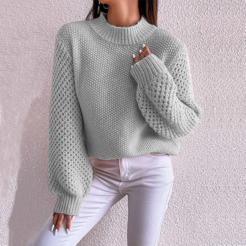 Pull-over oversized douillet pour femmes avec motif structuré et col roulé Chic und Stil