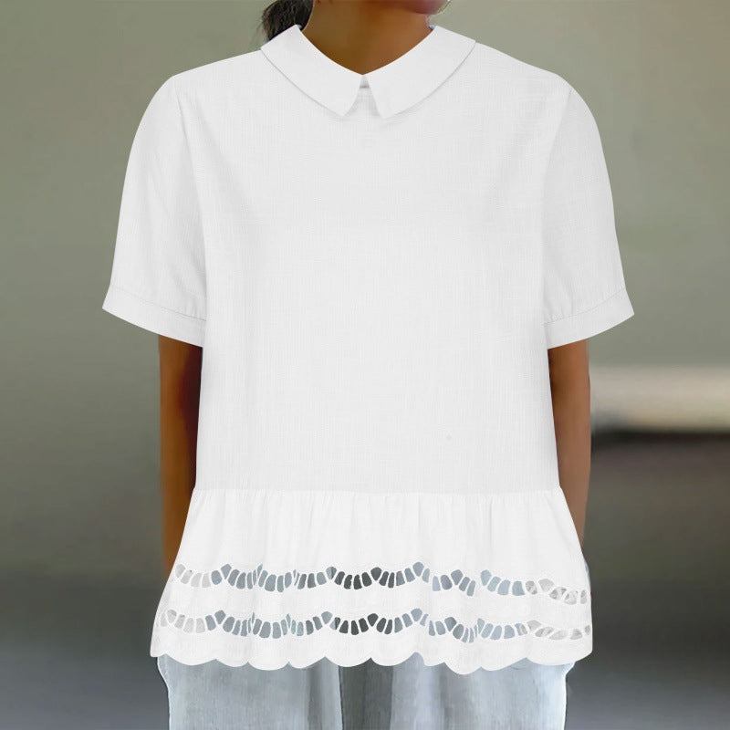 Blouse à ourlet en dentelle élégante Chic und Stil pour femmes