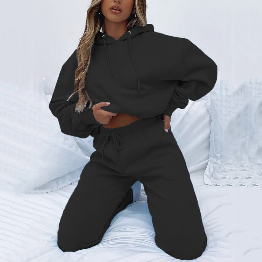 Pull en molleton à capuche décontracté pour femmes avec coupe ample et pantalon de jogging confortable Chic und Stil