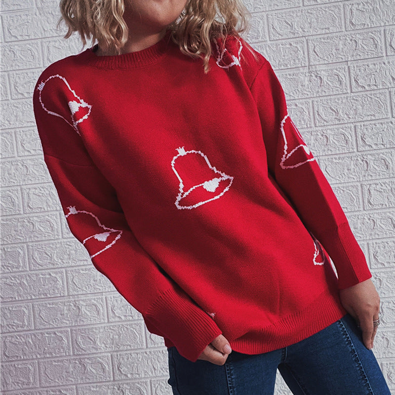 Pull femme festif avec motif de cloche joyeux et coupe décontractée Chic und Stil