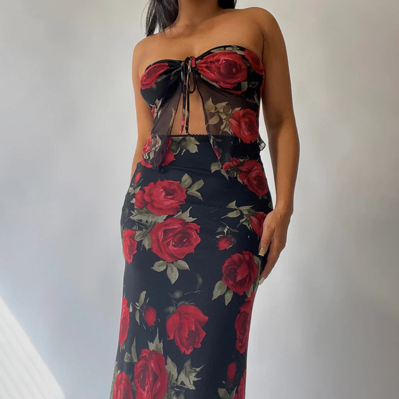 Robe maxi romantique à fleurs pour femmes Chic und Stil