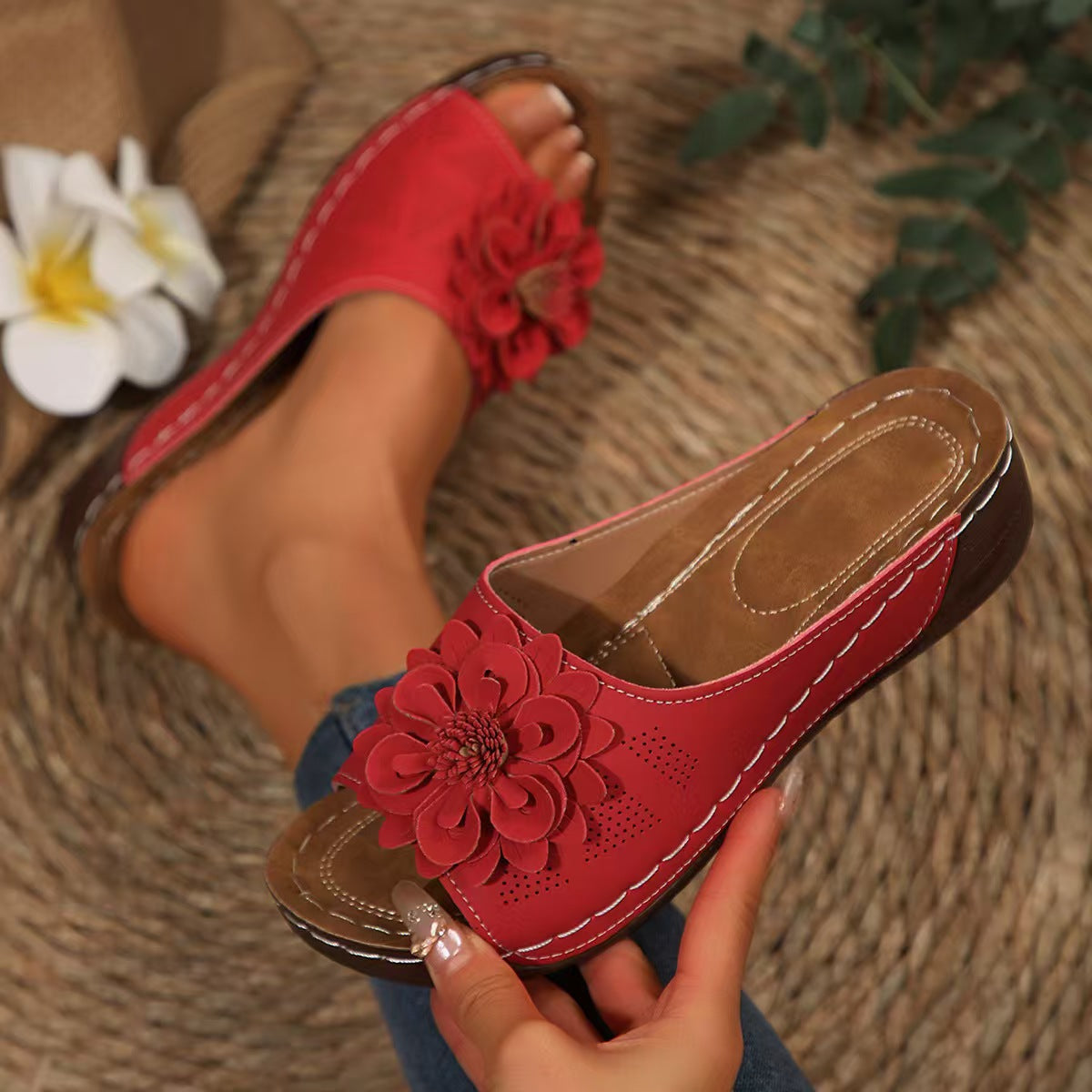 Sandales à glissière fleuries pour femmes Chic und Stil