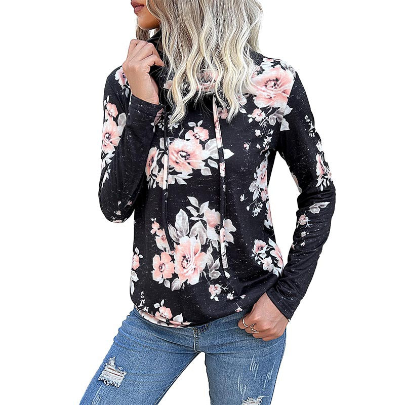 Pull décontracté pour femmes avec motif floral et col montant Chic und Stil