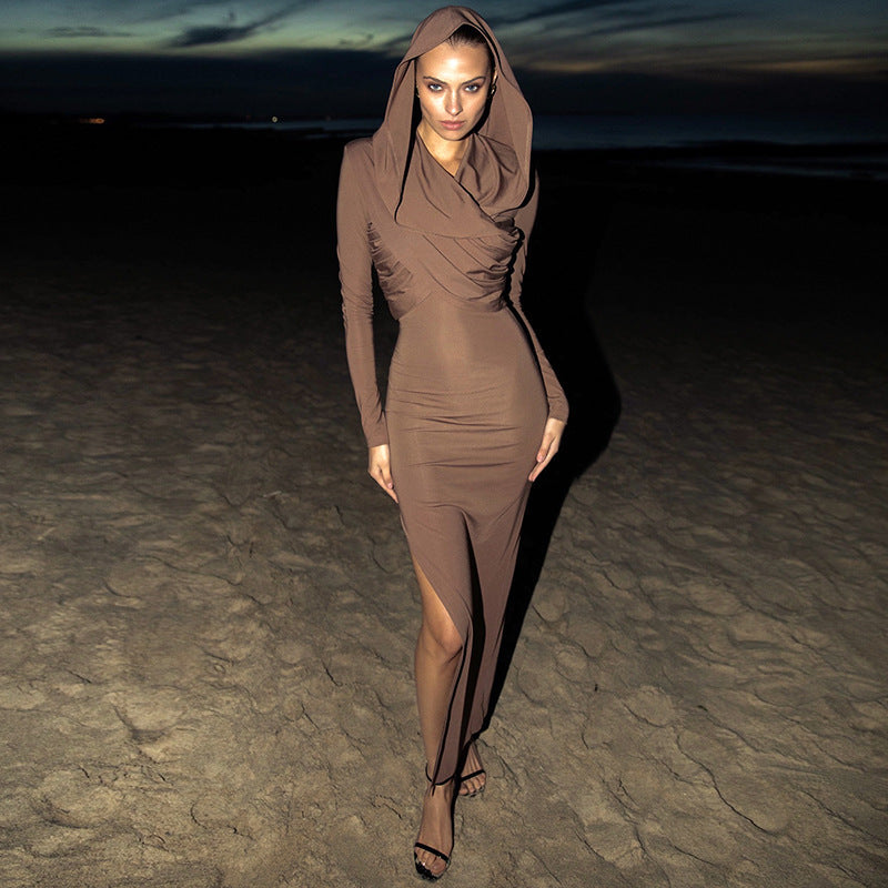 Robe de soirée élégante pour femmes avec capuche et silhouette cintrée Chic und Stil