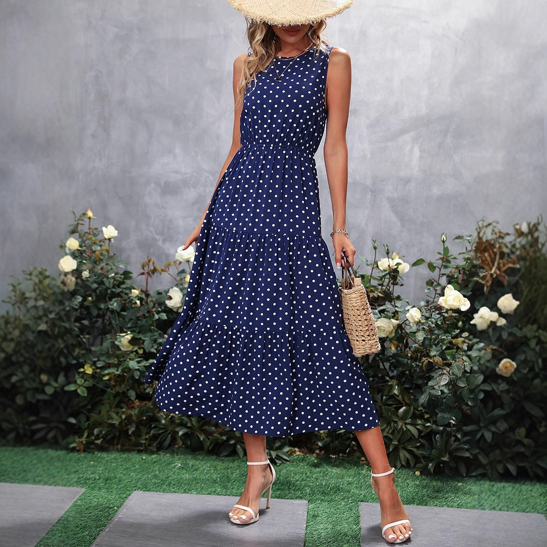 Robe maxi femme avec des pois et des détails volants Chic und Stil