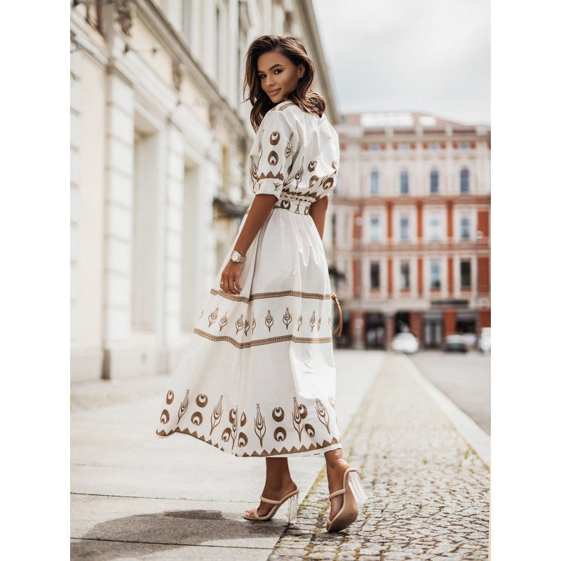 Robe maxi bohémienne pour femmes avec broderie détaillée Chic und Stil