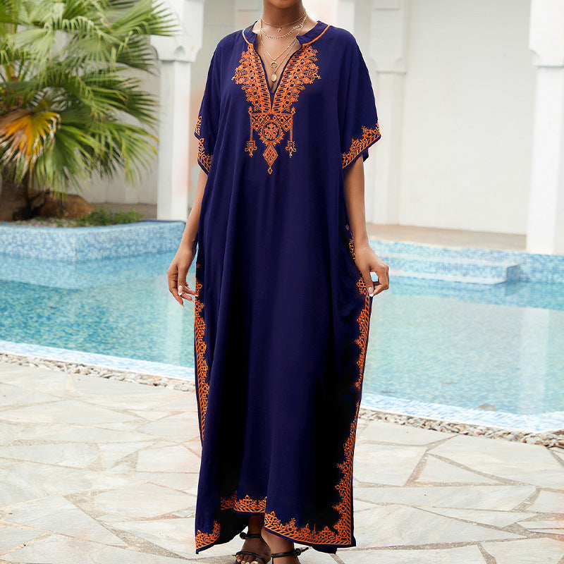 Robe kaftan élégante brodée pour dames Chic und Stil