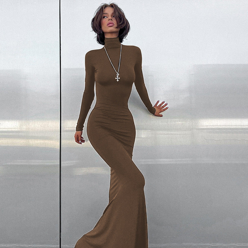 Robe maxi bodycon col montant Chic und Stil