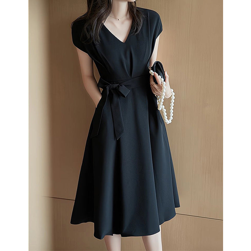 Robe midi A-line pour femme avec plis élégants Chic und Stil