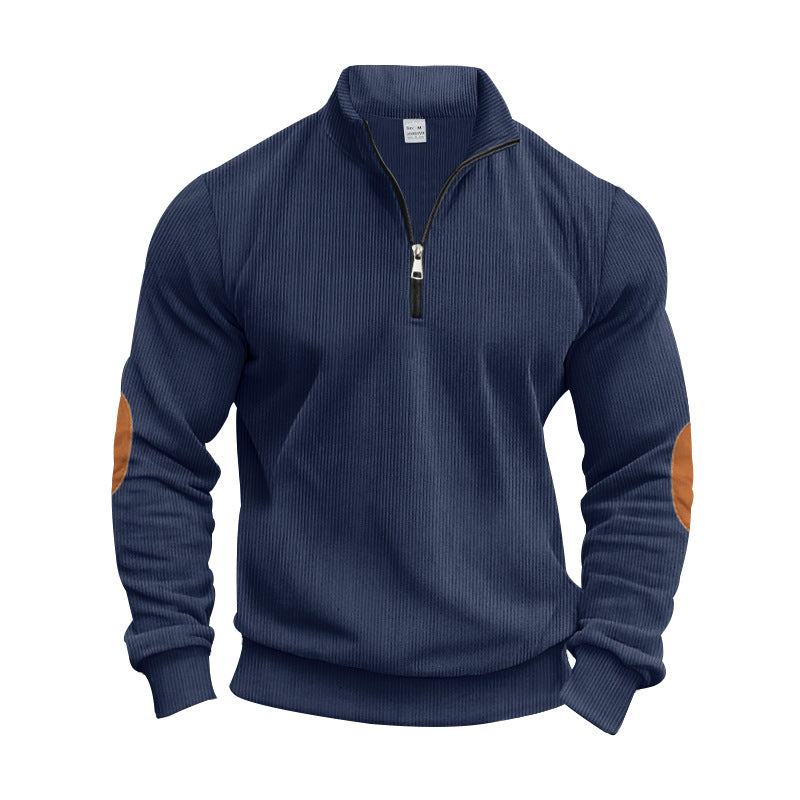 Pull élégant pour homme avec des patches aux coudes pratiques et une fermeture éclair moderne Chic und Stil