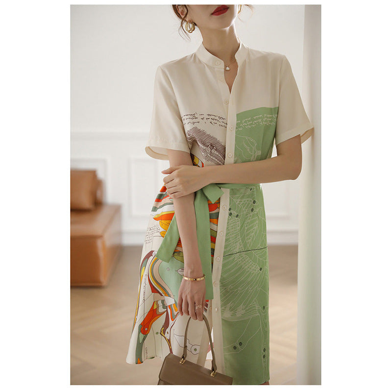 Robe midi imprimée artistique pour femmes Chic und Stil