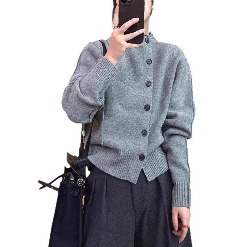 Cardigan femme avec détails de boutons et manches à larges côtes Chic und Stil
