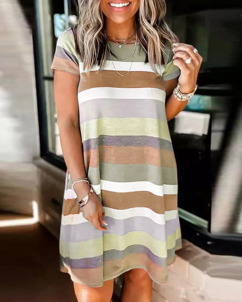 Dames Loisirs Rayé Flottant Robe Chic und Stil