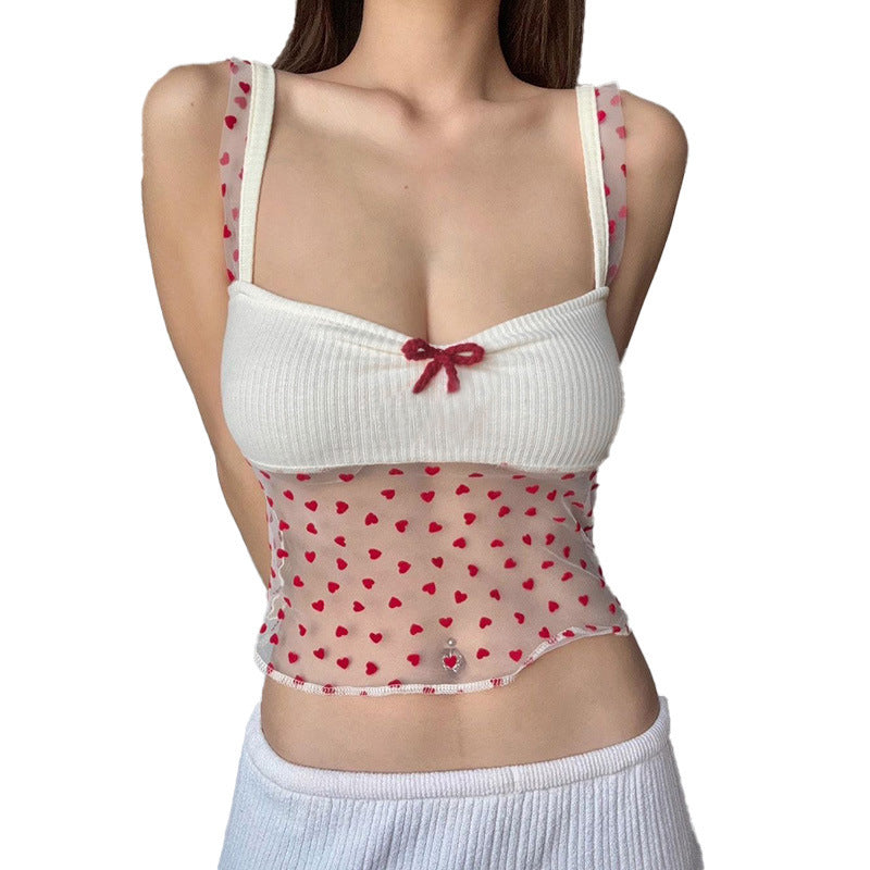 Top court transparent à motif cœur pour femmes Chic und Stil