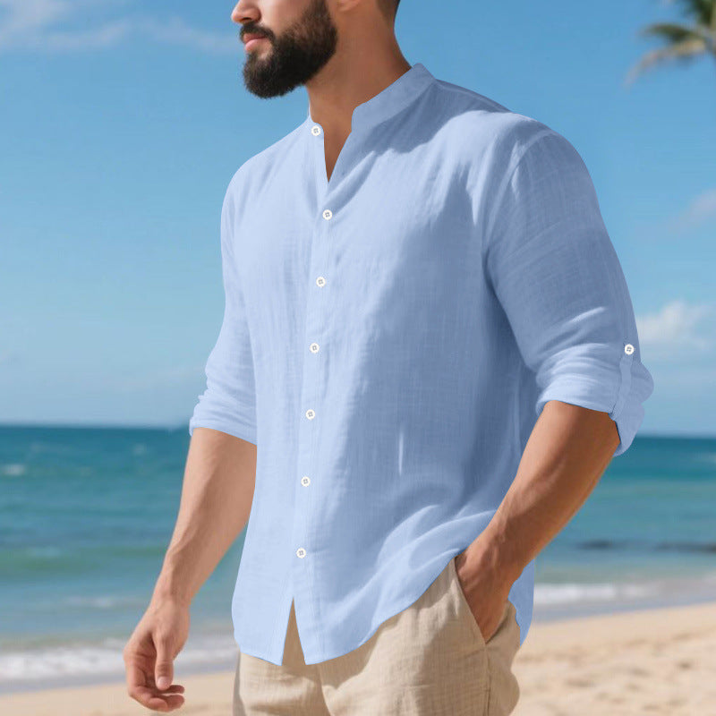 Chemise décontractée à manches longues pour hommes avec des détails de boutons modernes et une surface texturée Chic und Stil