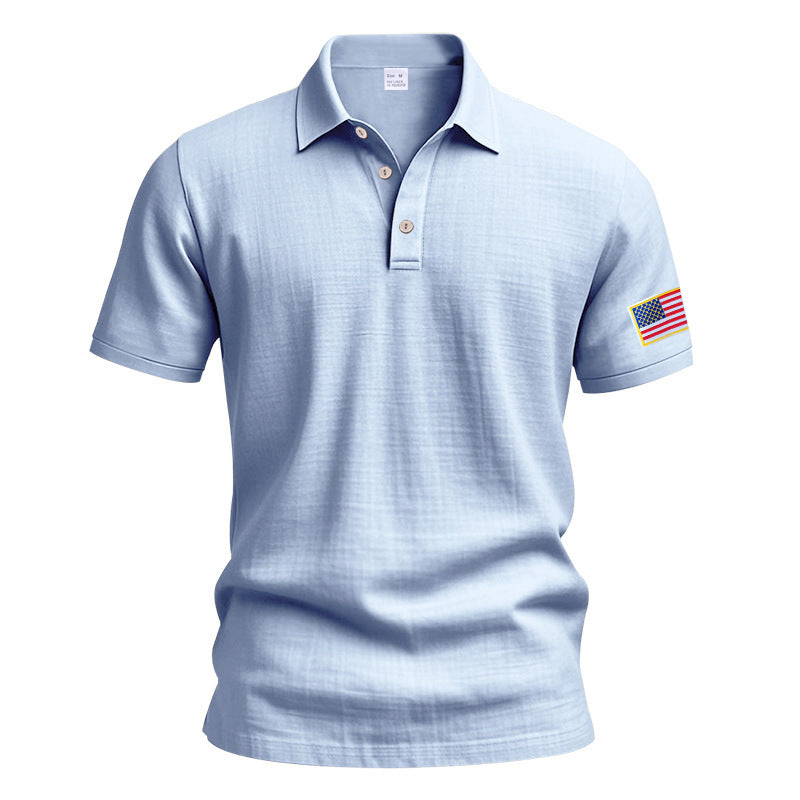 Polo sportif pour hommes avec motif de drapeau américain et technologie de régulation de l'humidité Chic und Stil