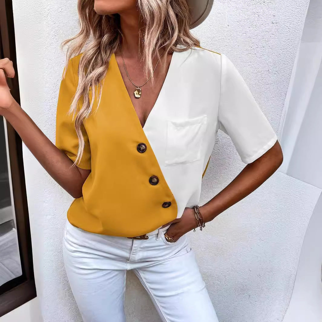 Chemisier tendance pour femmes avec boutonnière et design asymétrique Chic und Stil