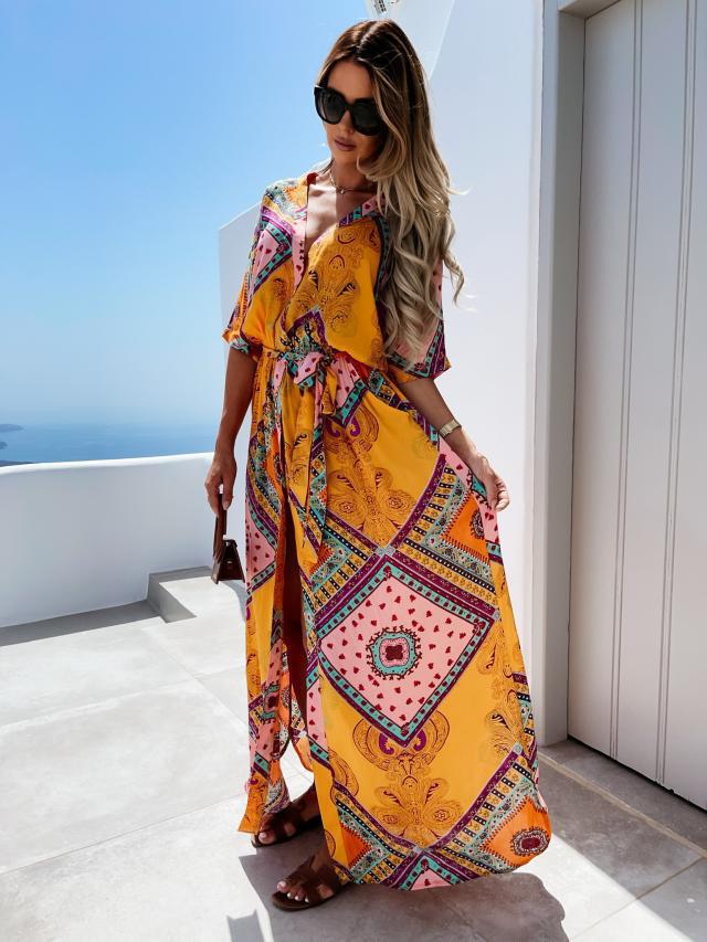 Robe maxi kaftan inspirée bohème pour femmes Chic und Stil