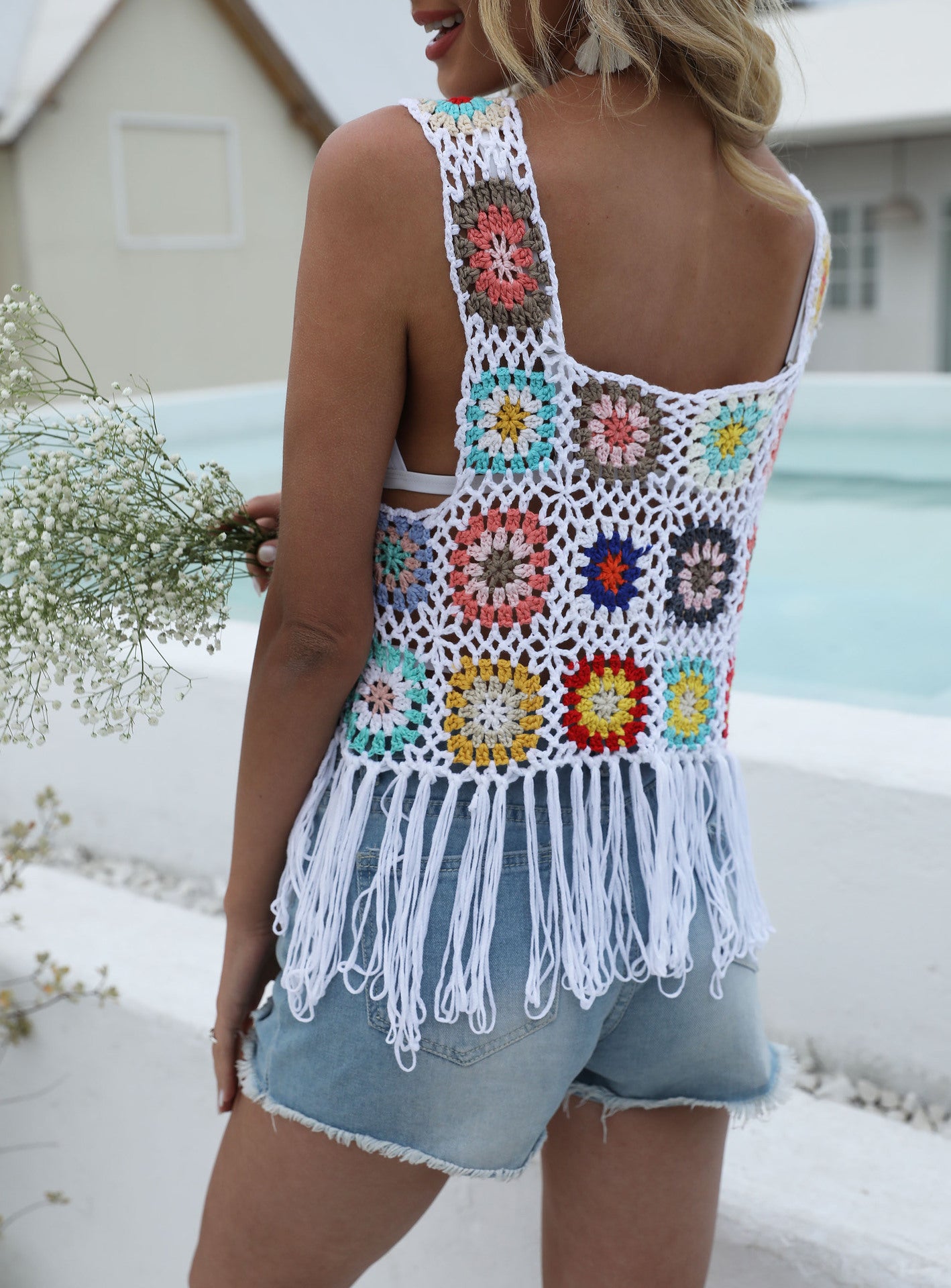 Top à franges en crochet pour dames Chic und Stil