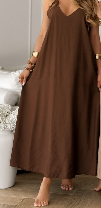 Robe maxi décontractée pour femmes avec décolleté en V profond et matériau doux Chic und Stil
