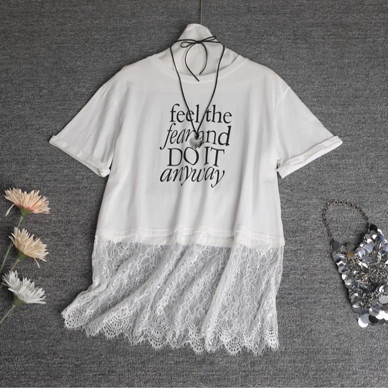 T-shirt Overlay en Dentelle Tendance Femmes Chic und Stil