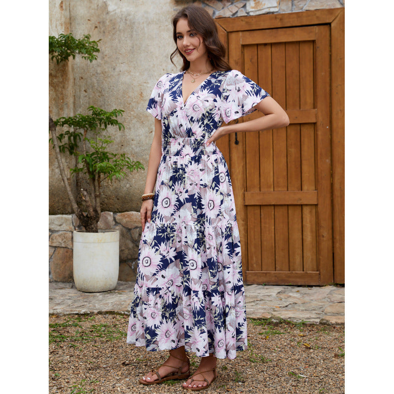 Robe midi enveloppante à fleurs pour femmes Chic und Stil