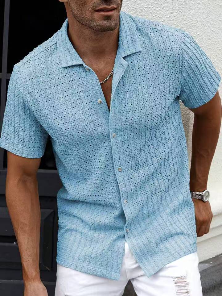 Chemise décontractée à manches courtes structurée pour hommes Chic und Stil