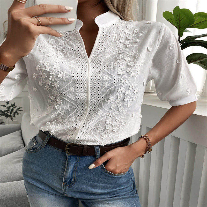 Blouse en coton brodée pour femmes Chic und Stil