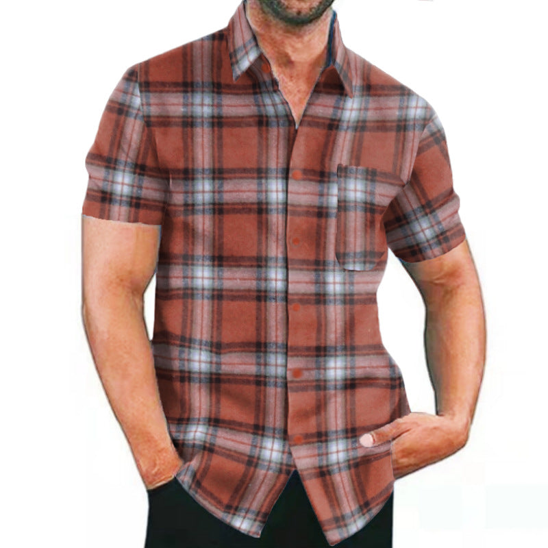 Chemise à carreaux à manches courtes pour hommes avec poches et coupe tendance Chic und Stil
