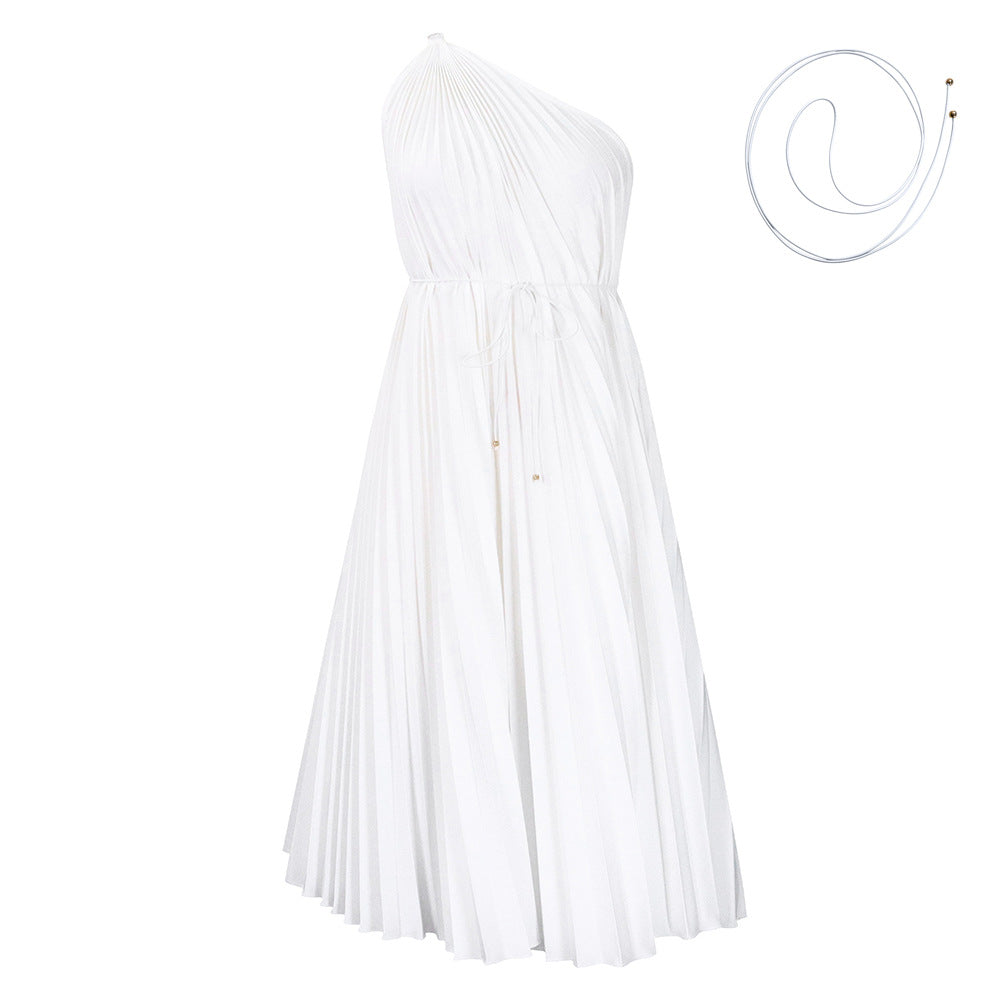 Robe plissée sans bretelles pour femmes avec cordon élégant Chic und Stil