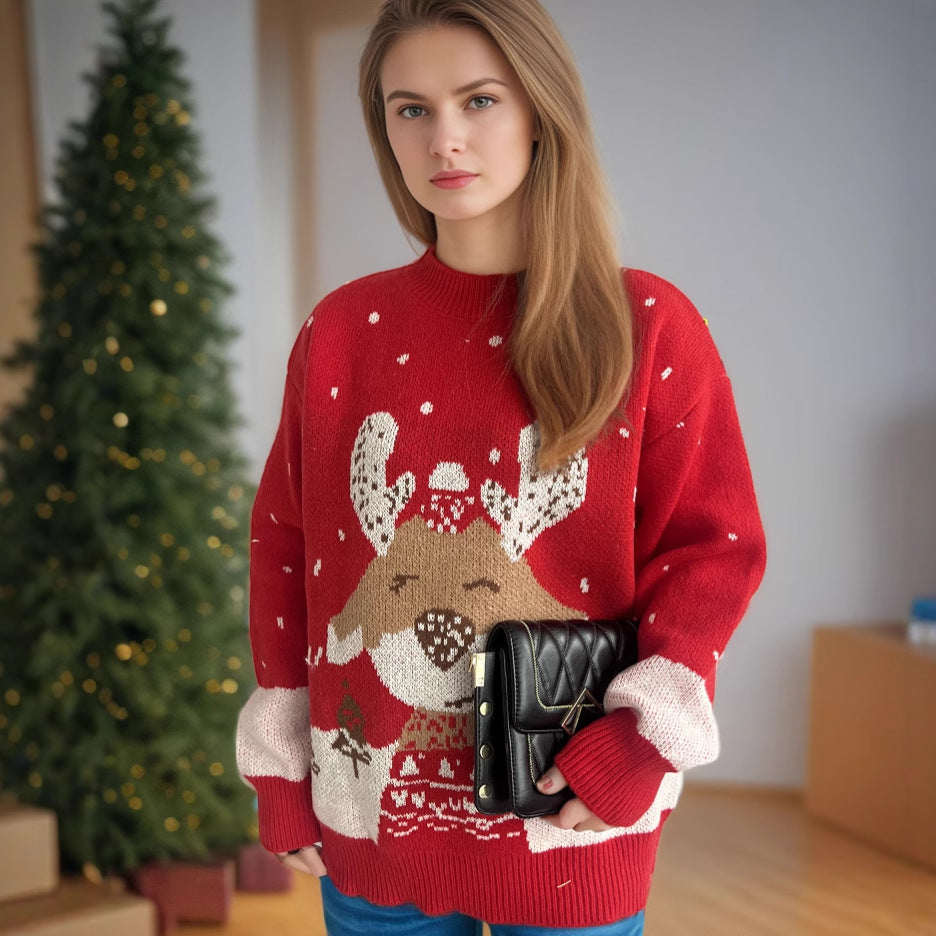 Pull femme avec motif de renne festif et design céleste Chic und Stil