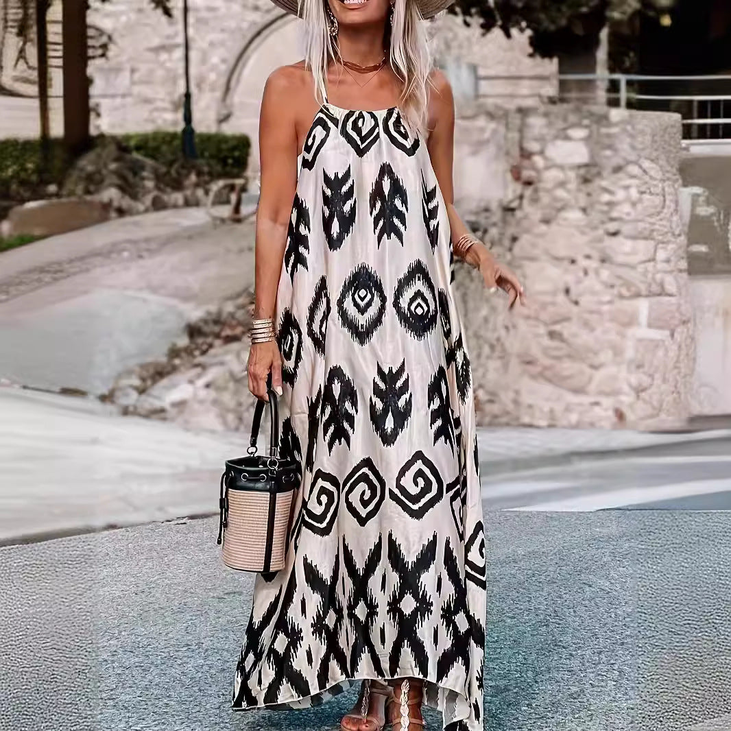 Robe maxi aérienne pour femmes avec un élégant motif ethnique Chic und Stil