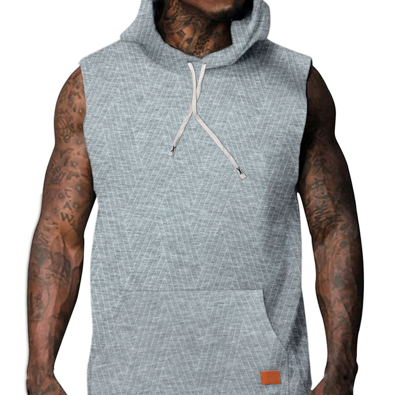 T-shirt à capuche sans manches pour hommes avec design texturé et poche kangourou pratique Chic und Stil