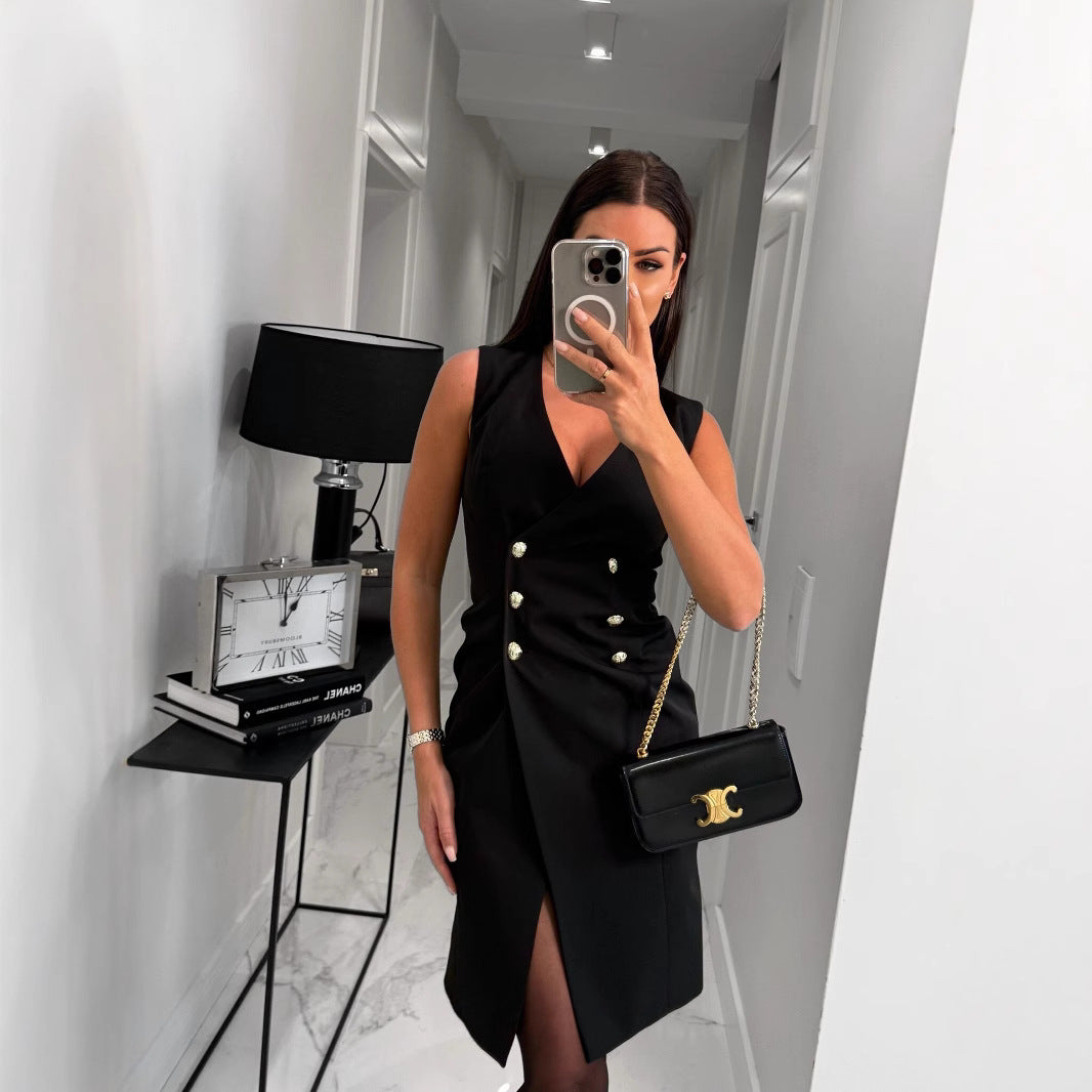Robe midi sur mesure à double boutonnage Chic und Stil pour femmes