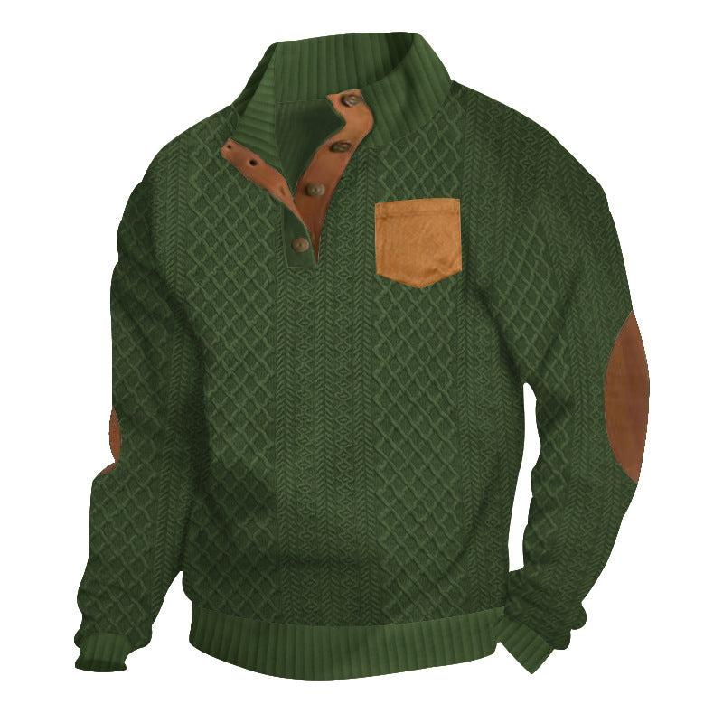 Pull en tricot pour hommes avec col montant et patte de boutonnage Chic und Stil