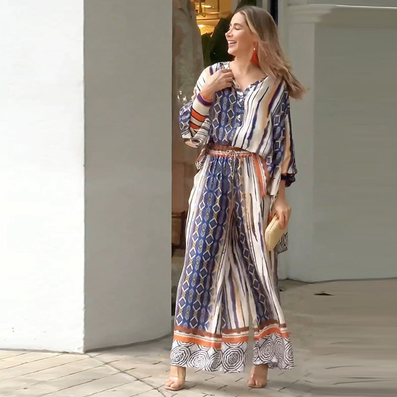 Robe maxi élégante pour femmes avec un motif graphique moderne et une partie poitrine cintrée Chic und Stil