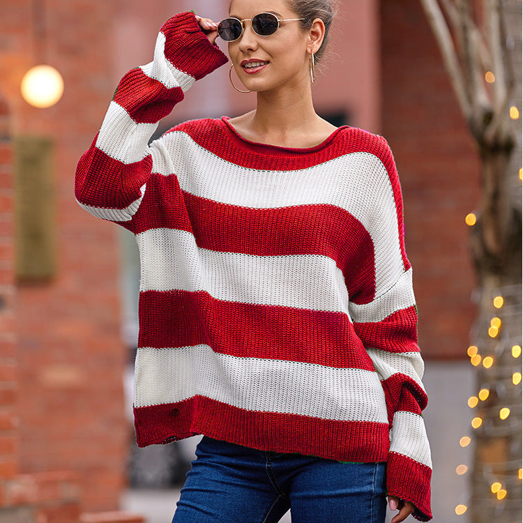 Pull en tricot pour femmes avec des rayures modernes et une coupe décontractée Chic und Stil