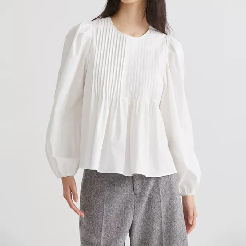 Blouse à manches bouffantes plissées Chic und Stil pour femmes